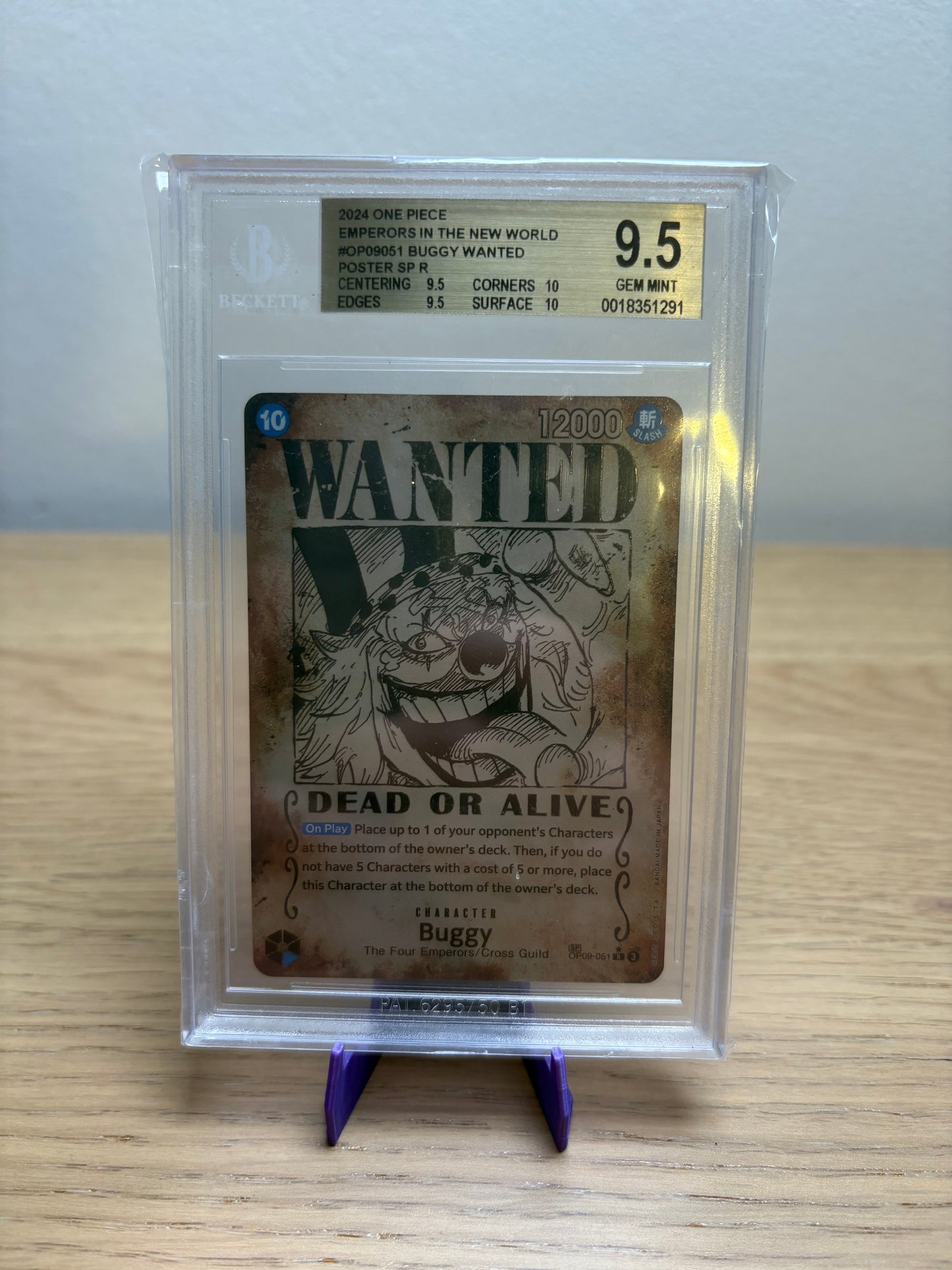 One Piece Buggy [Wanted Poster Foil] OP09-051 BGS 9.5 GEM MINT Graded Card