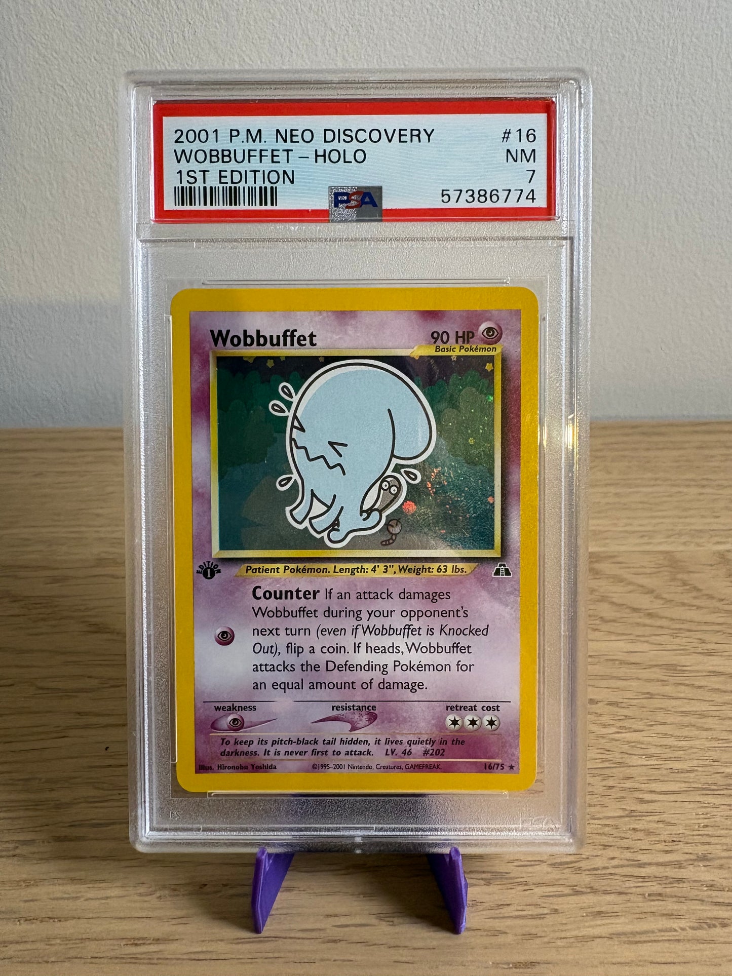 Wobbuffet [1st Edition] #16 – Pokémon Neo Discovery – PSA 7