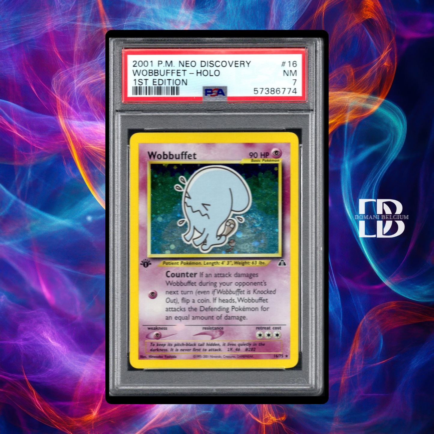 Wobbuffet [1st Edition] #16 – Pokémon Neo Discovery – PSA 7